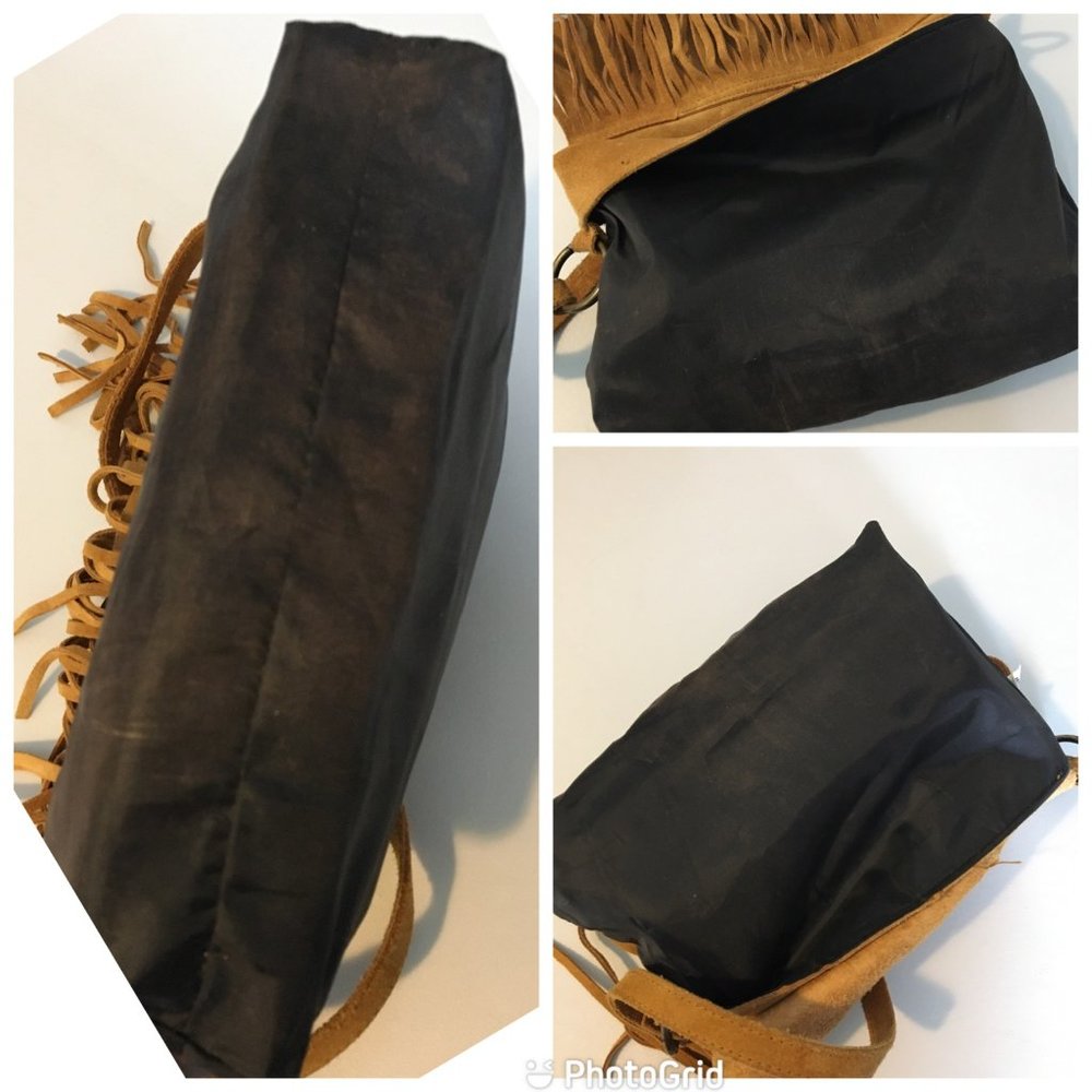 Boho Fringe Leather Purse, Suede Leather Bag with Fringe, Hippie Bag - Picture 4 of 12